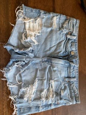 American Eagle Outfitters Light Blue Distressed Denim Shorts